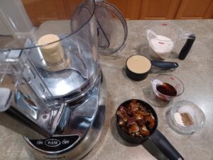 setting up ingredients to blend dates and tahini